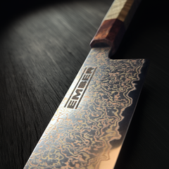 PYRO cuchillo bunka damasco de cobre y bronce 8 pulgadas